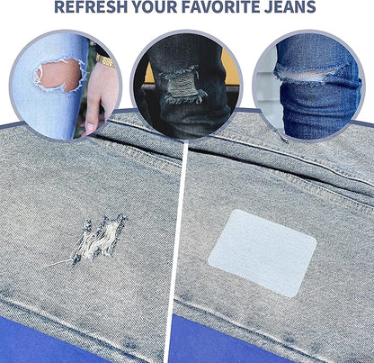 KING MOUNTAIN Iron-on Repair Patch,3"x60"100% Cotton Denim Iron-on Repair Patch, Jeans and Clothing Repair and Decoration Kit (Blue)