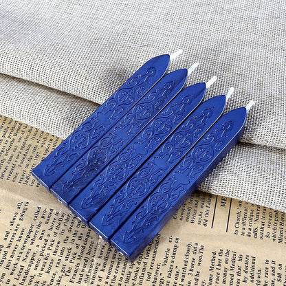 Blue Sealing Wax Sticks, Yoption 5 Pcs Totem Fire Manuscript Wax Seal Sticks with Wicks for Wax Seal Stamp (Navy Blue)