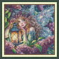 Threadhaven Cross-Stitch Kit 14CT Aida Counted Embroidery Complete Set with Fabric, Threads, Needles & Chart-Premium Beautiful Girls Design for Adults & Beginners- Lilac Spirit 13.4''×13.4''