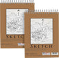 U.S. Art Supply 11"x14" Top Spiral Bound Sketch Book, 2 Pack, 100 Sheets Each, 60lb (100gsm), Acid-Free, Artist Sketchbook, Drawing Pad for Adults & Students