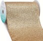 CT CRAFT LLC Glitter Wired Ribbon 6" x 10 Yards Gold (Champagne Gold) for Christmas Home Decor Bow Gift Wrapping DIY Crafts Wreath