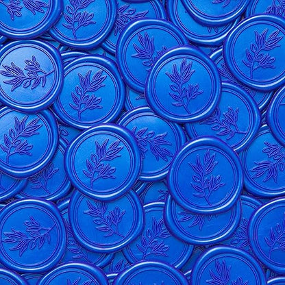 PONATIA Eucalyptus Wedding Invitation Envelope Seal Stickers, 50 Pcs Self- Adhesive Royal Blue Stickers, Perfect for Invitation, Envelopes, Christmas Cards, Gift Wrapping, Party Menu Décor