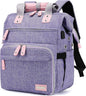 Crochet Backpack,Knitting Bag Backpack Yarn Storage Organizer Travel Crochet Bag with USB Charging Port,Large Yarn Tote Bag, Purple, Crochet Backpack, Travel