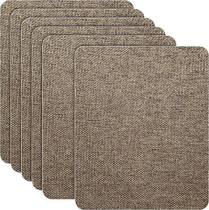 Azobur Coarse Linen Repair Patches, 6 Piece Self-Adhesive Linen Fabric Patches, Multi Color, Can be Used for Linen Sofa Repair and Linen Clothes Repair, Quick Fix Sofa.(Brown)