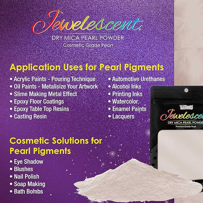 U.S. Art Supply Jewelescent Mica Pearl Pigment Powder Kit, 5 Interference Colors, 3.5 oz (100g) Pouches - Cosmetic Grade, Epoxy Resin Color Pigment, Mica Powder for Resin, Soap, Slime, Candle Dye, Art