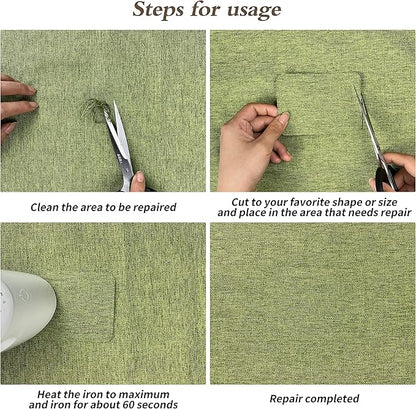 King Mountain Premium Linen Fabric Iron-on Repair Patch, Inside&Outside Fabric Repair Patch, 3"x60" with Backing Glue Linen Repair Decorative Patch kit (Linen-3"x60", Black)