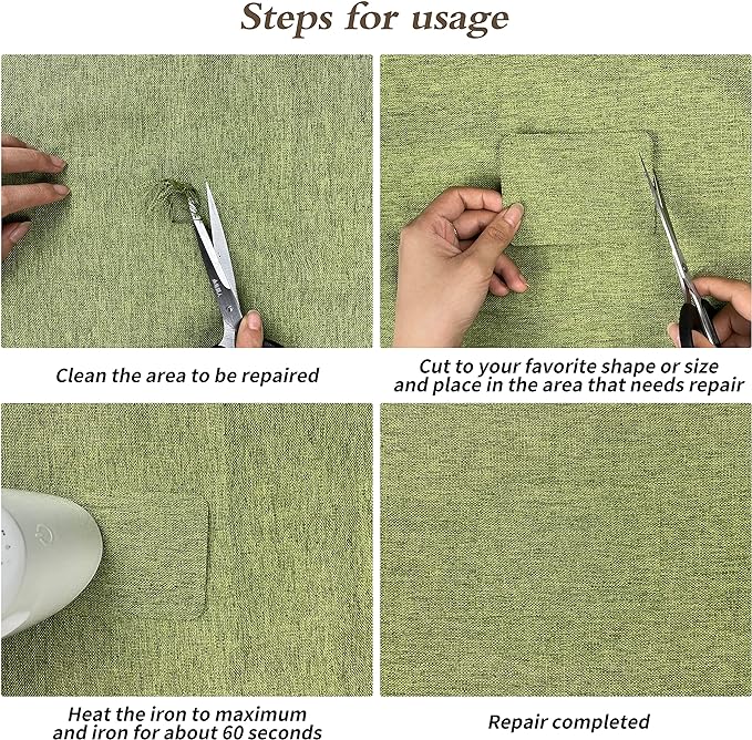 KING MOUNTAIN Linen Fabric Iron-on Repair Patch, Inside&Outside Fabric Repair Patch, 3"x60" with Backing Glue Linen Repair Decorative Patch kit (Off-White)