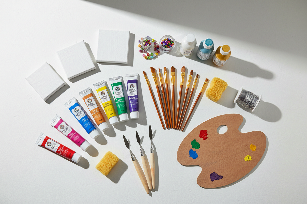 Artistic Paint & Craft Kit

Description:
Unleash your inner artist with this versatile paint and craft kit. Includes a selection of paints, brushes, canvases, and craft accessories perfect for painting, decorating, and personalizing your projects. Great for all ages and skill levels. (make it real photo)