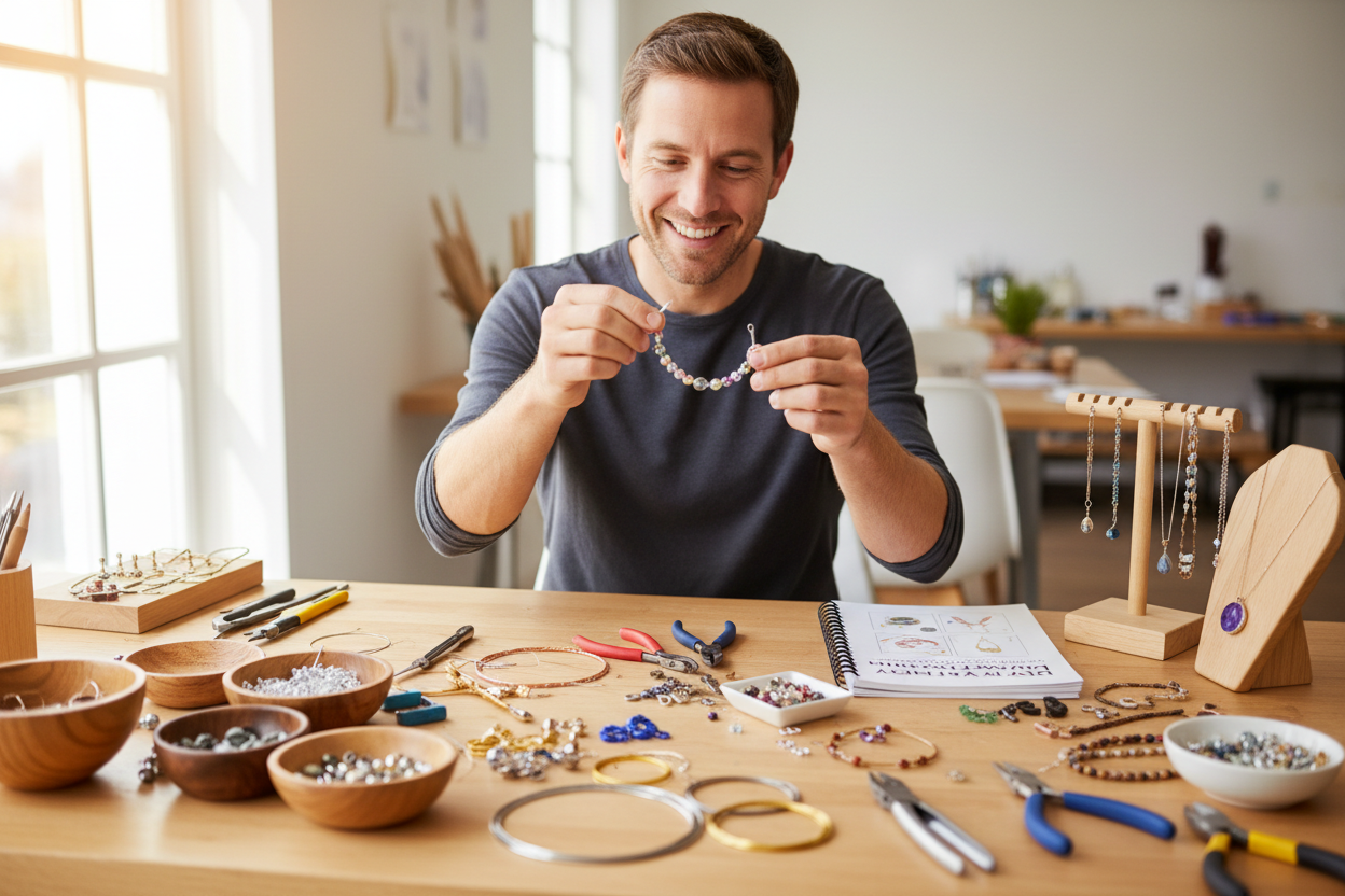 "The DIY Jewelry Maker Kit is perfect for beginners like me. All the materials are high-quality, and the instructions make it easy to create beautiful pieces. I’m hooked!" – Michael T. (make it real photo)